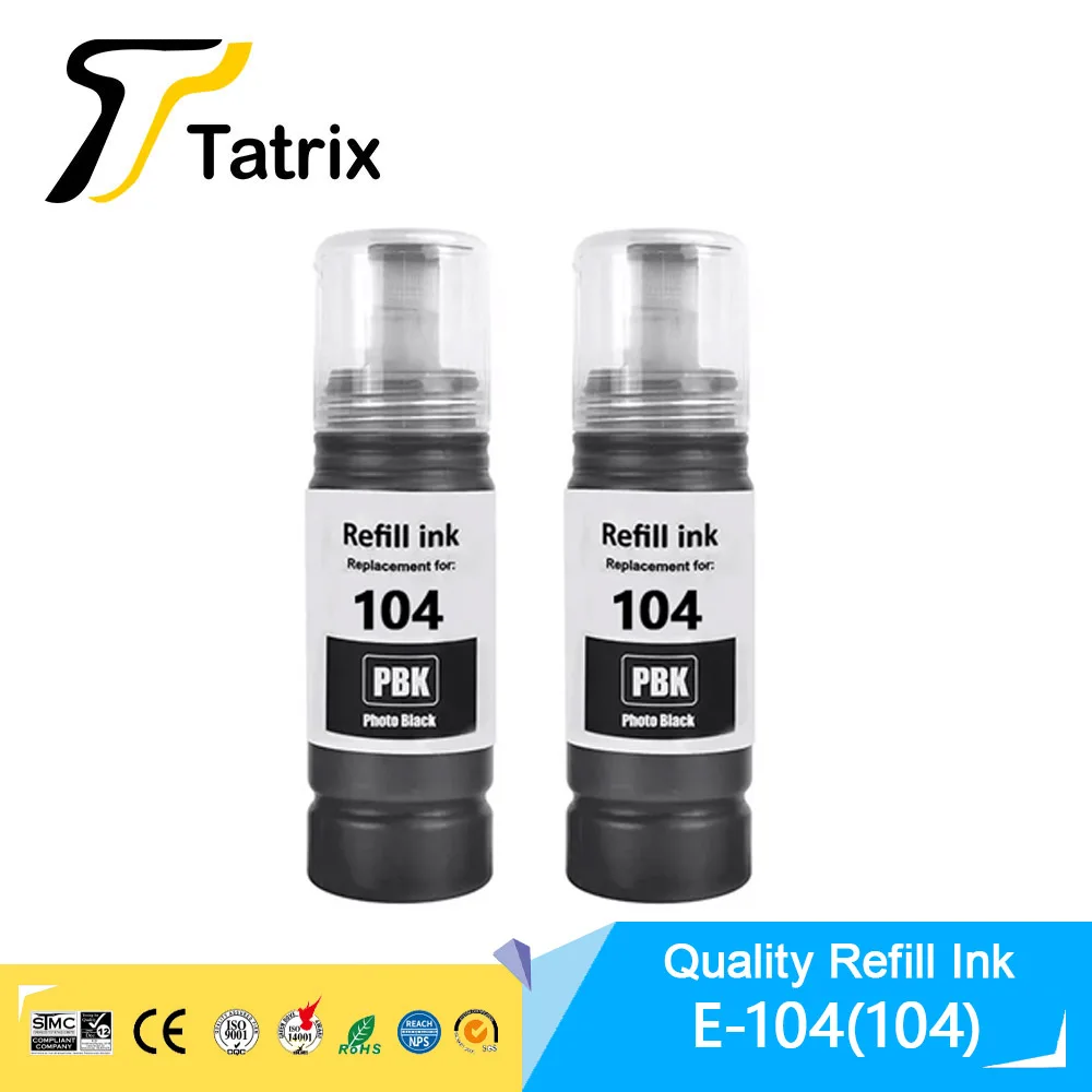 Tatrix 104 Premium Color Compatible Bulk Bottle Water Based Refill Ink For Epson ECOTANK ET-2821/ET-2825/ET-2826/ET-2830 Printer