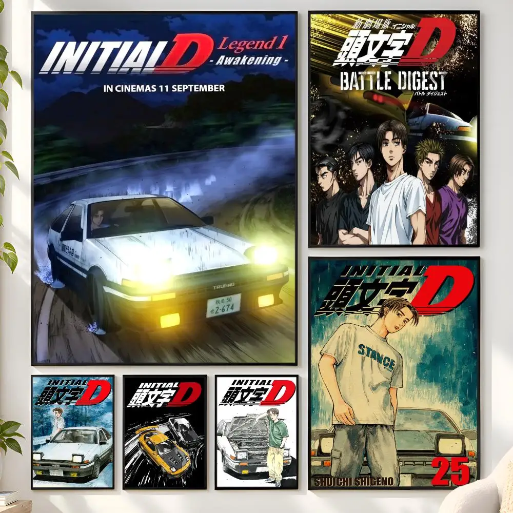 Anime Initial D Poster Matte Wall Peel And Stick Decor Bedroom Living Room Office Dorm Home