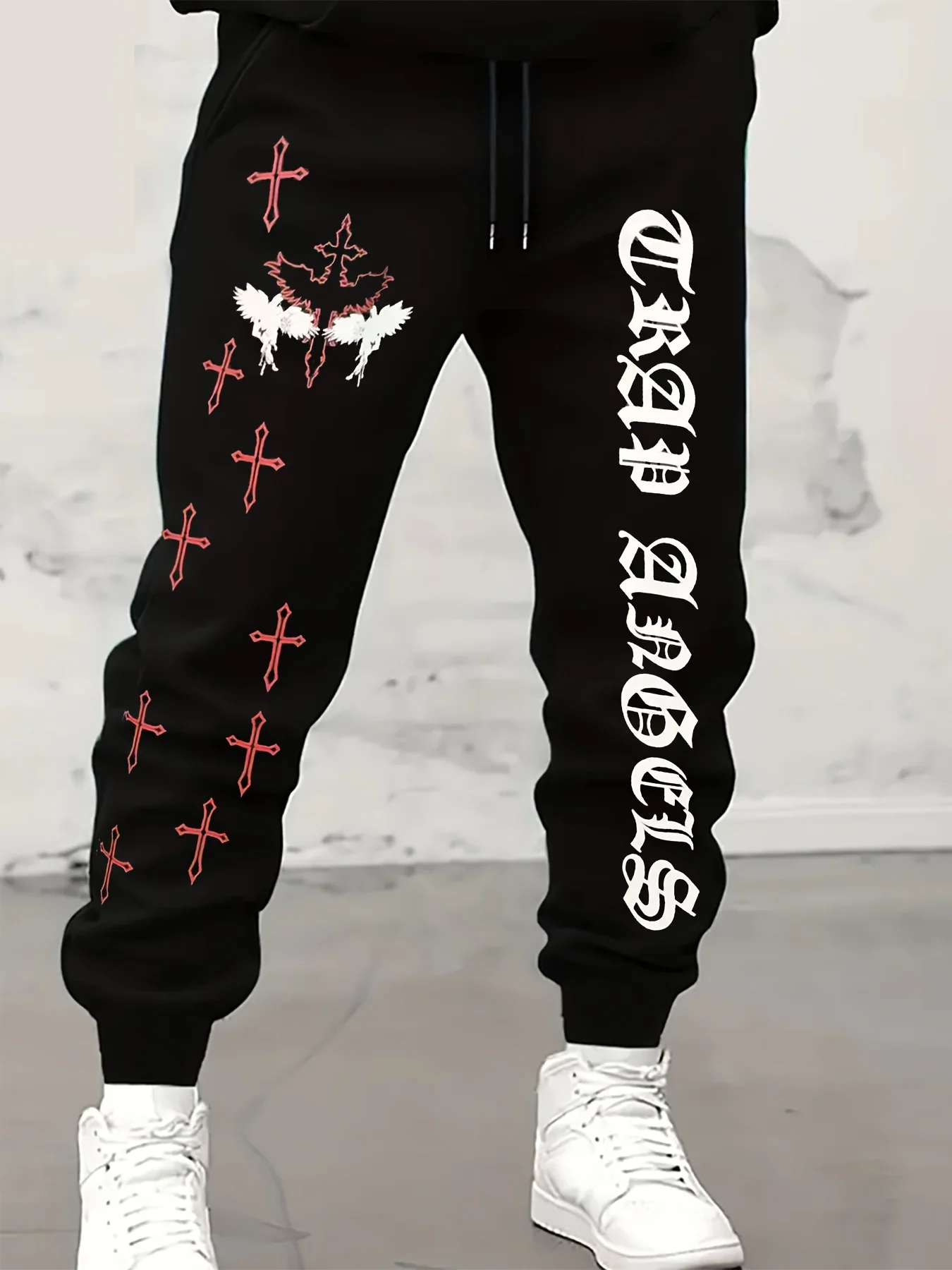 Pantalon gothique pour hommes, à la mode, avec lettres imprimées, doux et confortable, avec cordon de serrage, Style de rue en plein air, automne