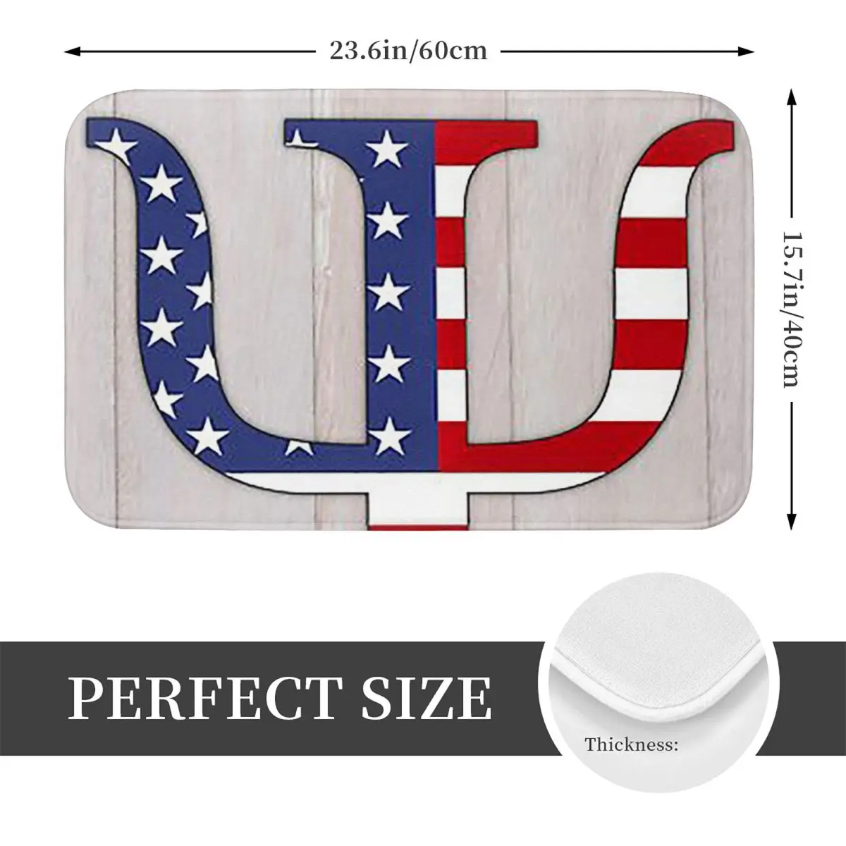 Patriotic School Psychology Psi Symbol With US Flag Anti-slip Doormat Floor Mat Carpet Rug for Kitchen Entrance Home Footpad Mat