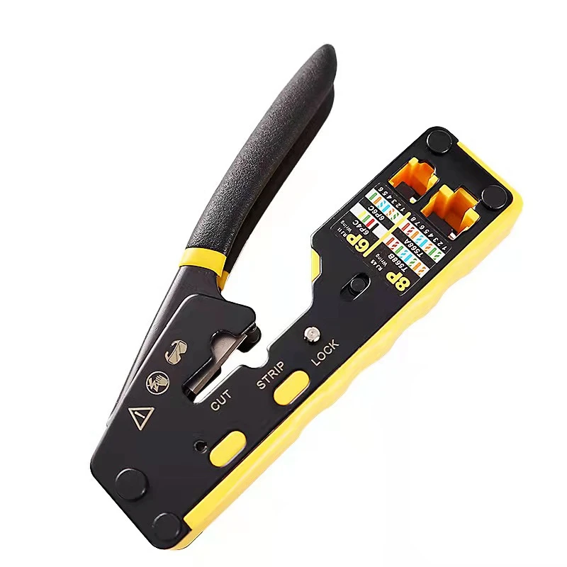 HTOC RJ45 Durch Loch Crimp Tool Kit mit 2 in 1 Tester für RJ11 RJ45 Cat6/Cat5 Cut Crimp alle in Einem Werkzeug