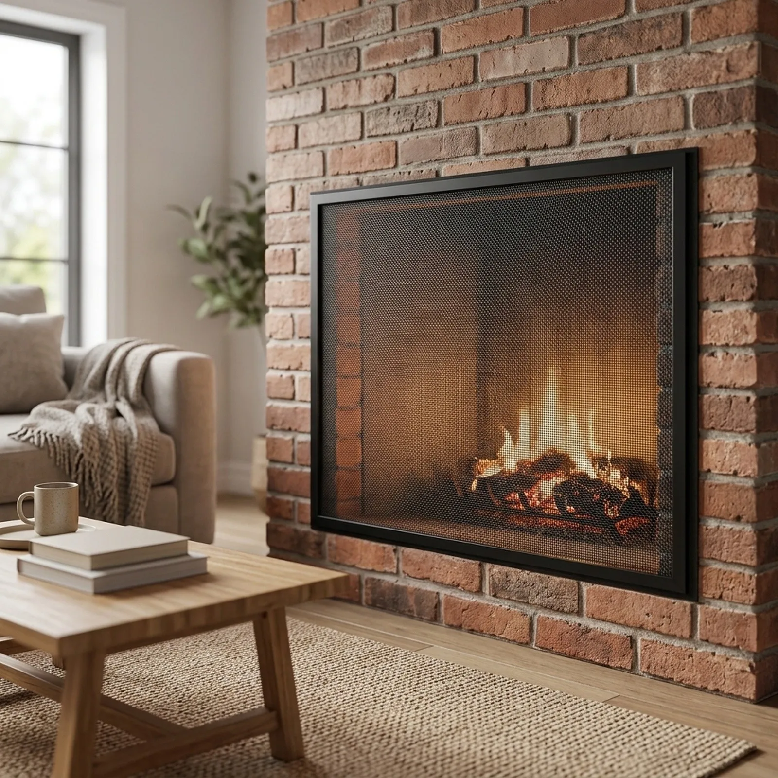 Black Woven Mesh Mesh Fireplace Cover Slightly Different Living Space Brightness Of Your Monitor Dusty Walls Black