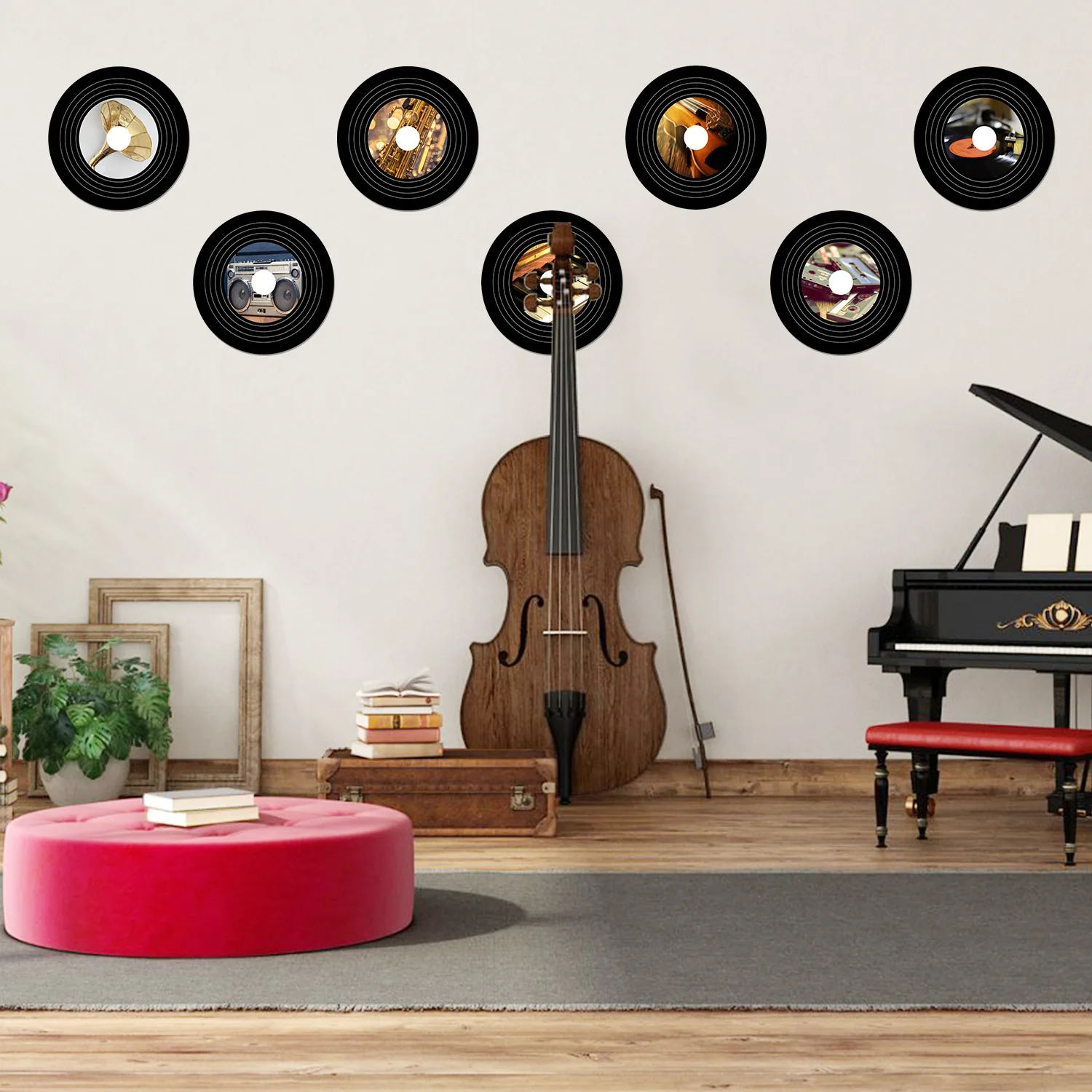 Velvet Touch PVC Vinyl Record Wall Sticker Waterproof Self-Adhesive for Living Room Bedroom Music Store Decor Removable DIY view 4