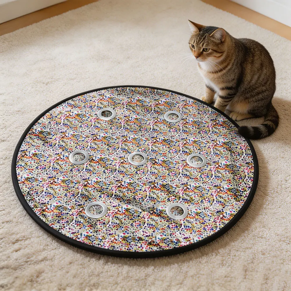 Interaktive Katzenspielmatte, Katzenspielzeug zum Verstecken, Katzenspielmatte mit mehreren Löchern für Hauskatzen, robuste, verschleißfeste Versteckmatte gegen Langeweile