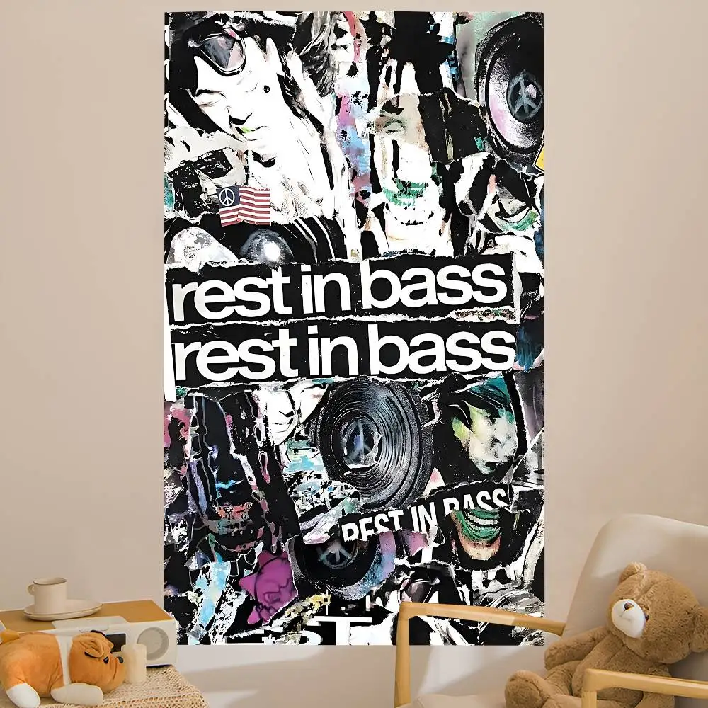 Rapper Che REST IN BASS Hanging Bohemian Tapestry Hanging Tarot Hippie Wall Rugs Dorm Japanese Tapestry