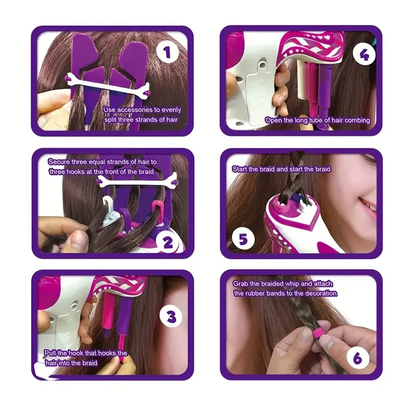 Children's hair braiding set, three-strand automatic hair braid maker, girl's costume toy, birthday gift, festival gift