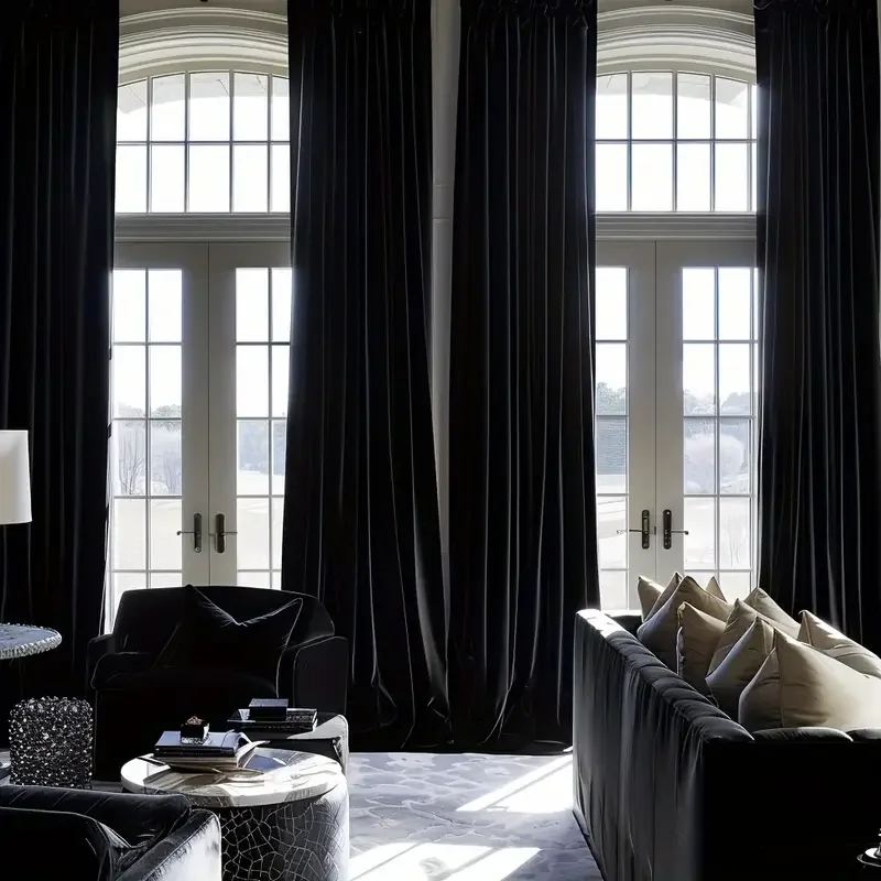 

Black Velvet Curtain Half Blackout Thin Fabric Window Curtains for Living Room Bedroom Dining Luxury Decor 창문커텐 Modern Elegant