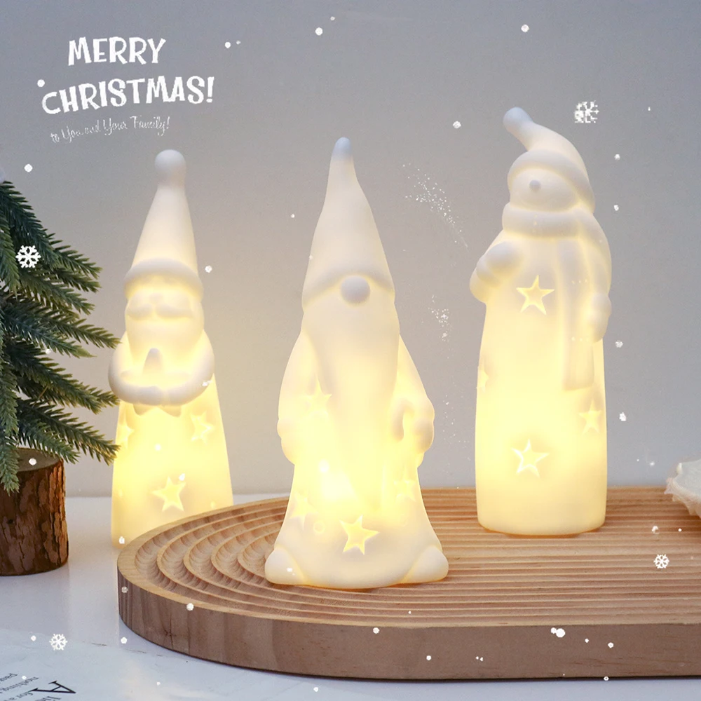 Christmas LED Night Lights Santa Claus Snowman Flameless Candle Light Bedroom Bedside Festival Party Home Decor Ambiance Lamp