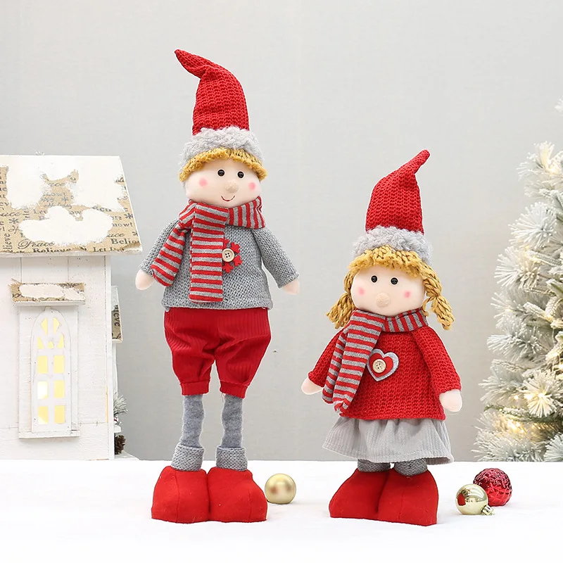 59cm retractable fabric boy and girl doll Christmas new product New Year decoration doll ornaments