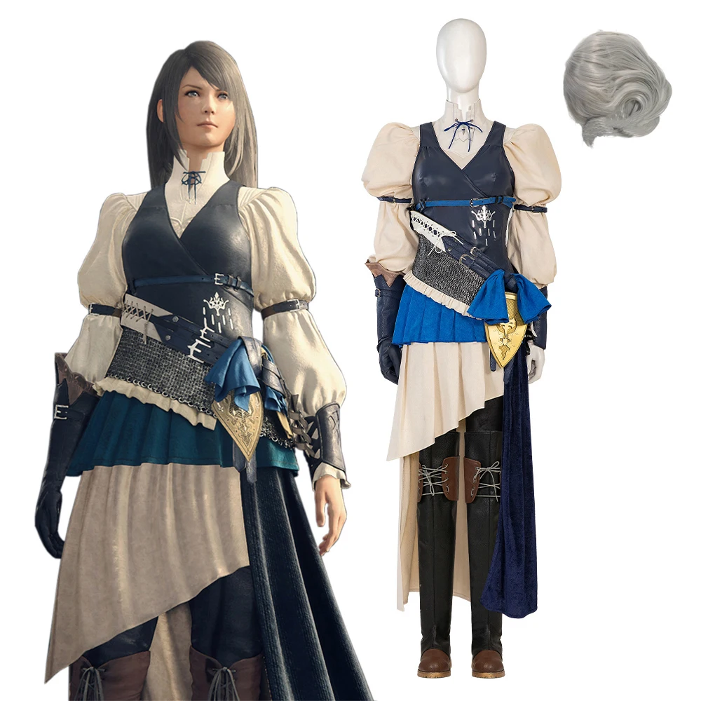 Jill Warrick Cosplay Costume Final Fantasy XVI FF16 Outfit Women Shirt Dress Pants Shoes Wig Suits Halloween Carnival Party Suit