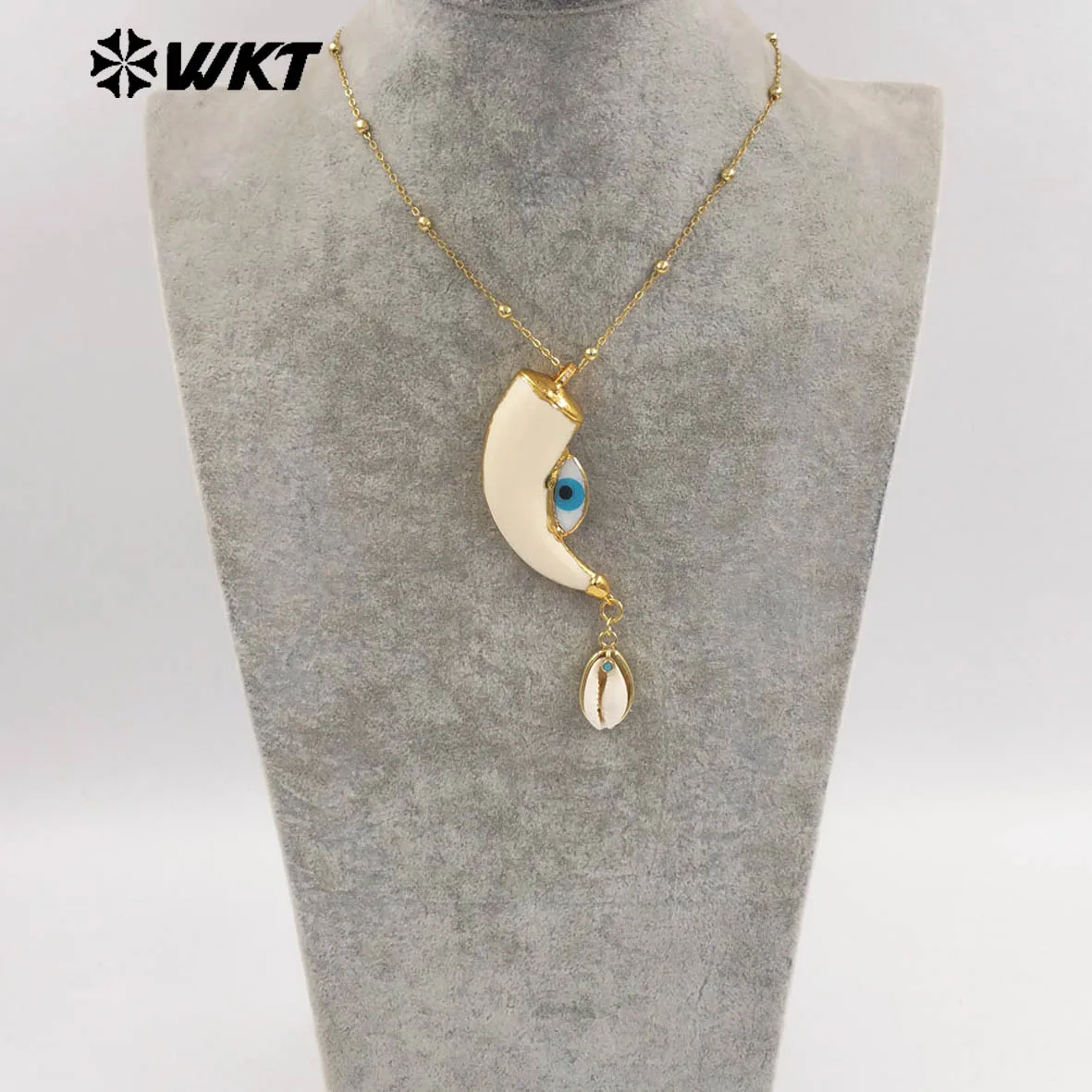 

WT-JN355 Замечательное специальное ожерелье из натуральной ракушки, популярное 18-дюймовое ожерелье с настоящим позолоченным покрытием для друзей, свадебные украшения