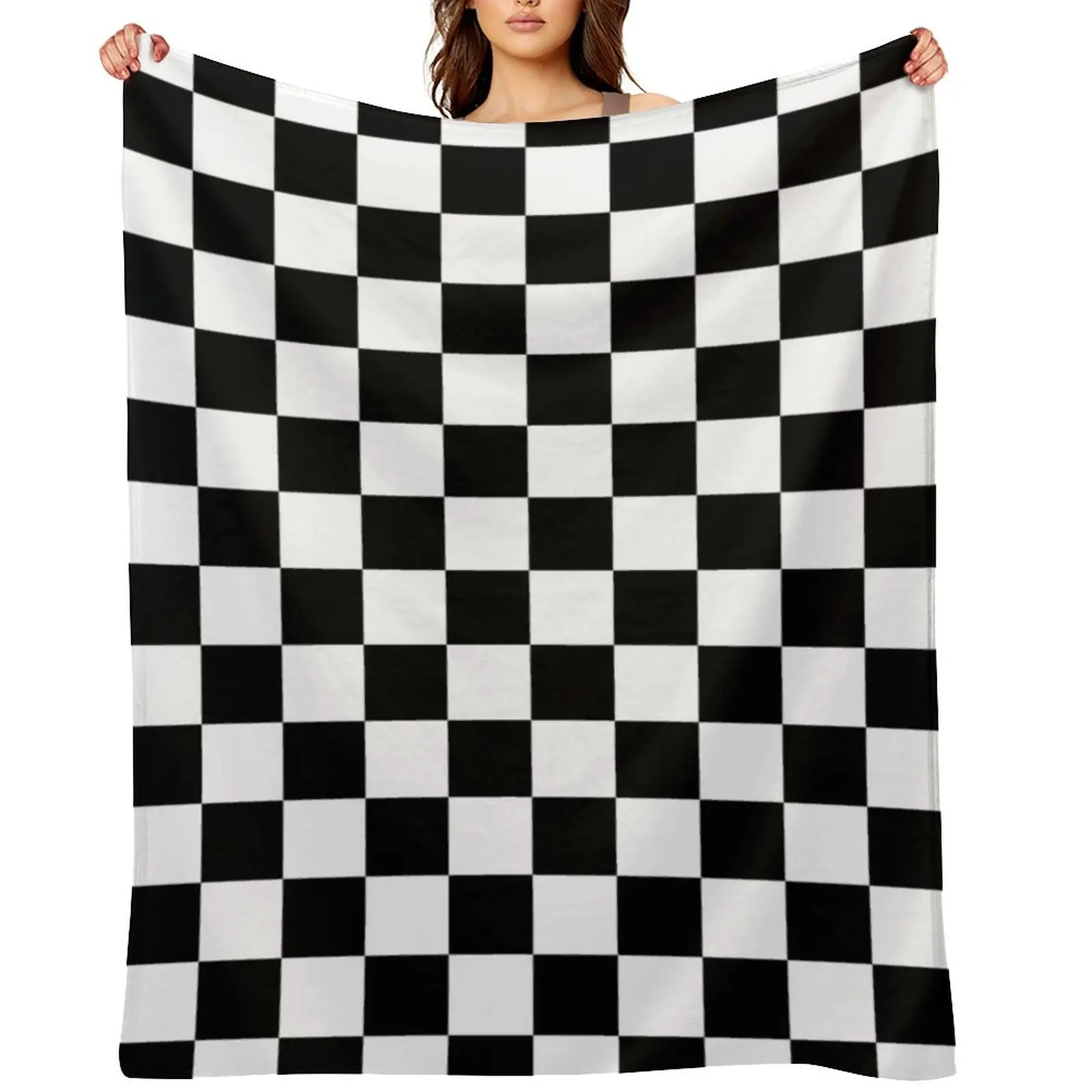 

Black and white checkered Throw Blanket Large Extra Large Throw warm for winter Furrys Blankets