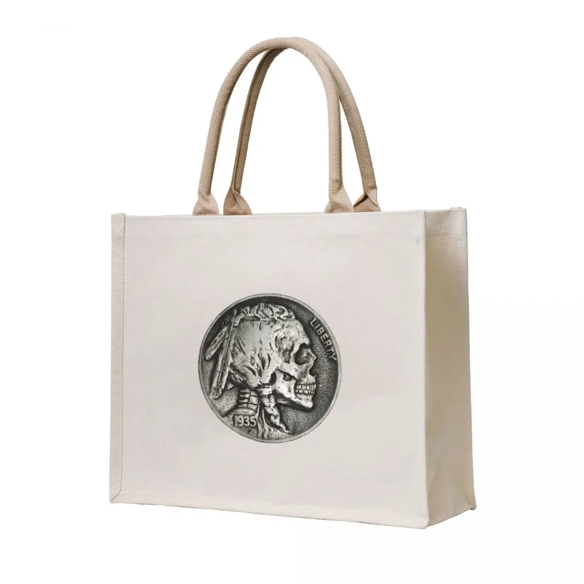 

Indian Head Skull Nickel Tote Bag foldable reusable bag shopper bag woman bags for women tote men's