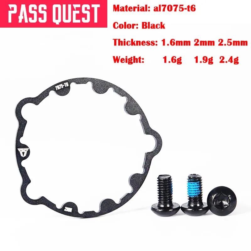 

PASS QUEST forGXP Offset Adjust Gasket Crank Washer Black Light weight 1.6mm/2mm/2.5mm Al7075 for Sram Crankset Bike Accessories