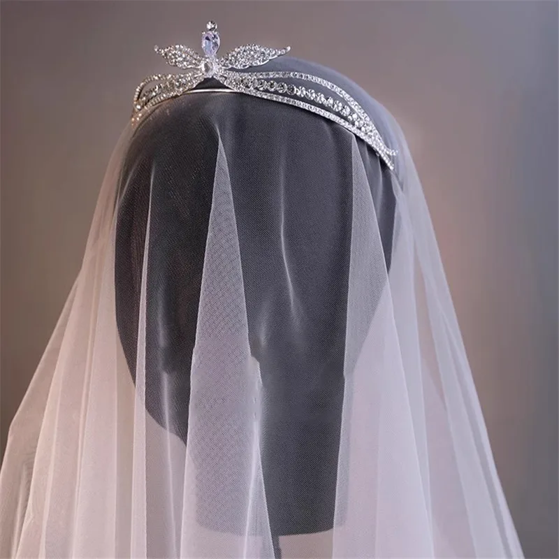 

CC Корона для волос Свадебные аксессуары Свадебный головной убор Обручальные украшения Женские диадемы Хрустальные короны Повязки на голову в форме крыльев AN084