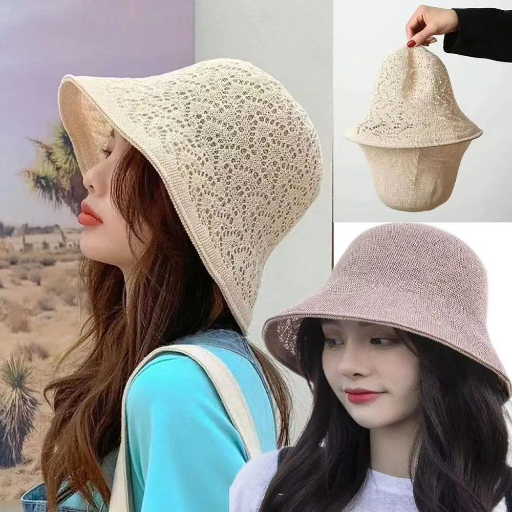 New Fashion Women Girls Bucket Hats Double-sided Fisherman Hats Panama Hat Breathable Foldable Cap Outdoor Sunscreen Bucket Hat