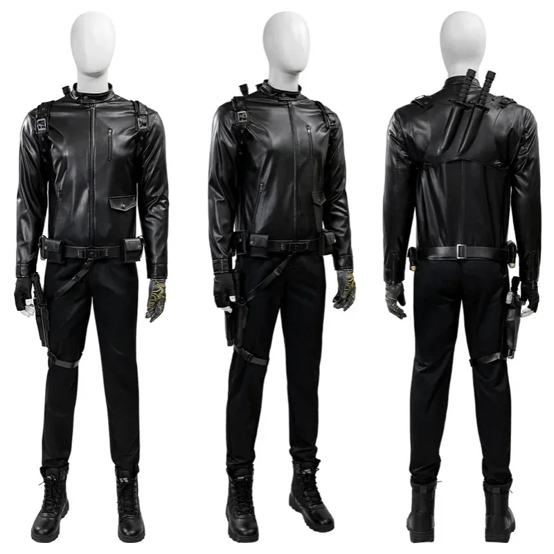 Bucky Barnes Cosplay Lupo bianco Inverno Soldato in pelle nera Costume cosplay Set completo e articoli individuali venduti Dimensioni personalizzate