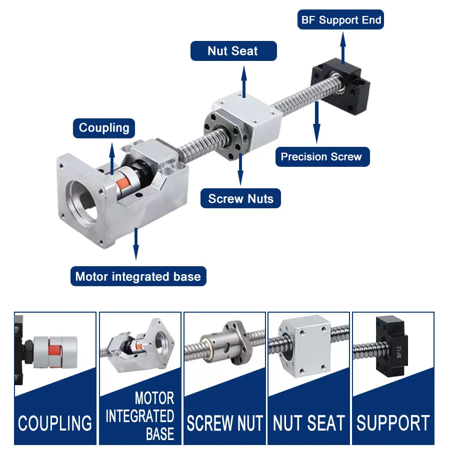 Kugelumlaufspindel-Set SFU1605 RM1605 150mm-1600mm+HM12-57 HM12-60 für Nema23/24 Aluminiumguss BF12+Kupplung XB30*40+DSG16H für CNC-Teile – Detail 4