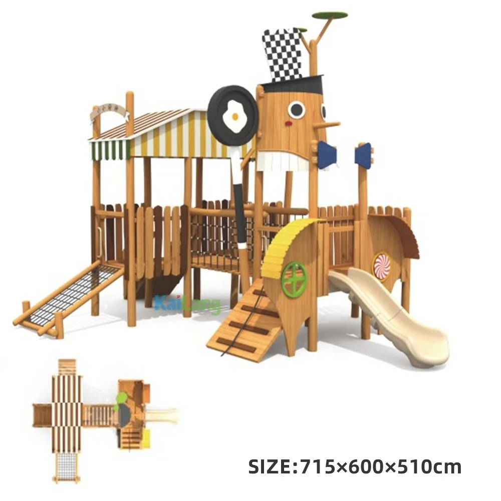 Custom Wooden Slide Set Pinocchio Exterior Amusement Park Outdoor Sports Equipment Children's Sports Entertainment Playground view 2