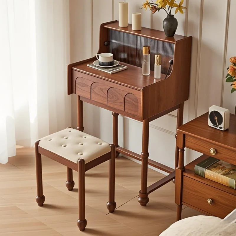 Medieval solid wood piano dresser bedroom small makeup table with drawers storage French retro makeup table