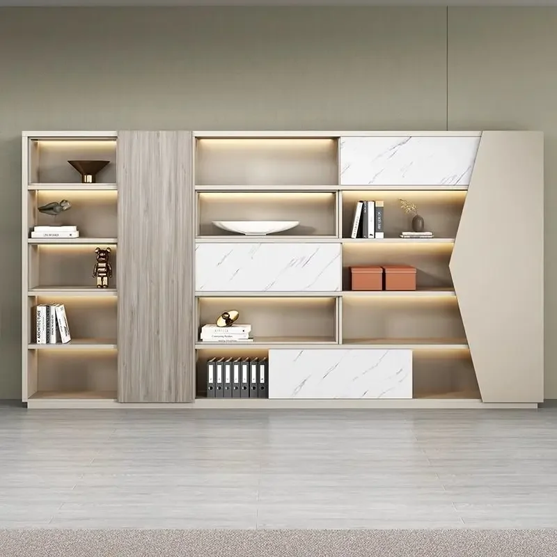 File Cabinet Office Bookcase Storage Wooden High Cabinet with Lock
