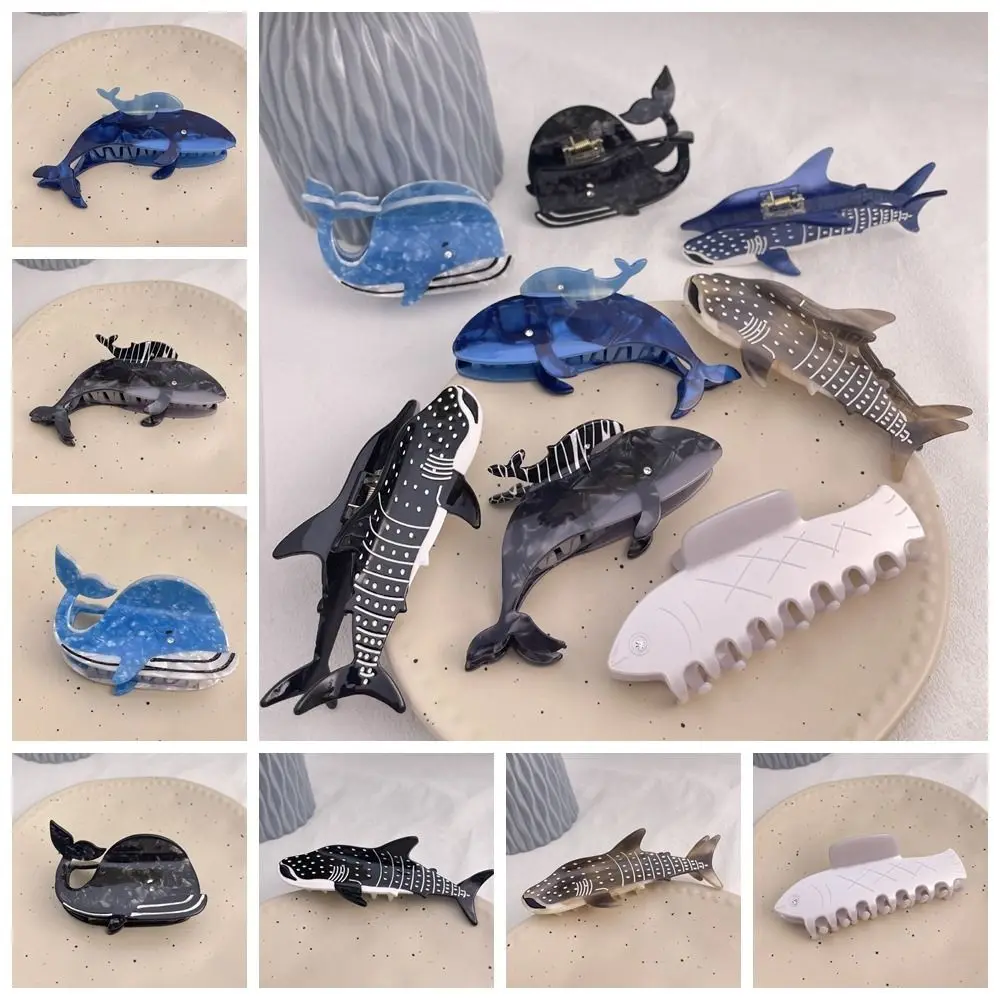 Creative Blue Whale Acetic Acid Animal Hair Claw Cartoon Acetate Dolphin Hair Clip Fish Headdress Shark Clip Girl