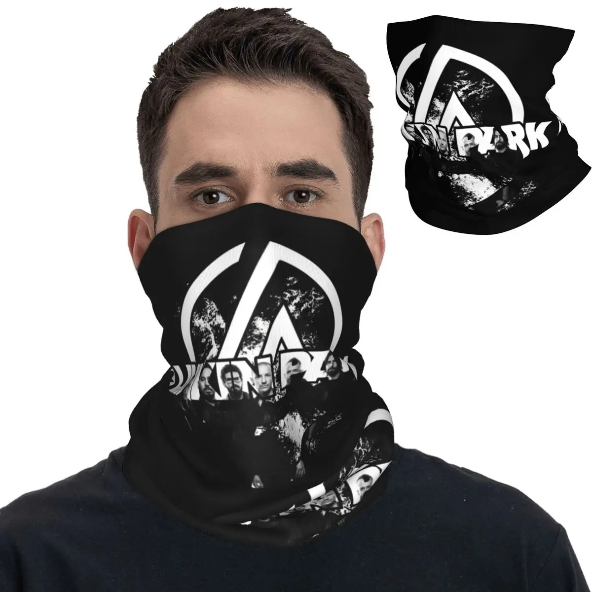 Linkin-Parks Vintage Character Logo Bandana Neck Cover Mask Scarf Multi-use Headband Fishing for Men Women Adult Breathable