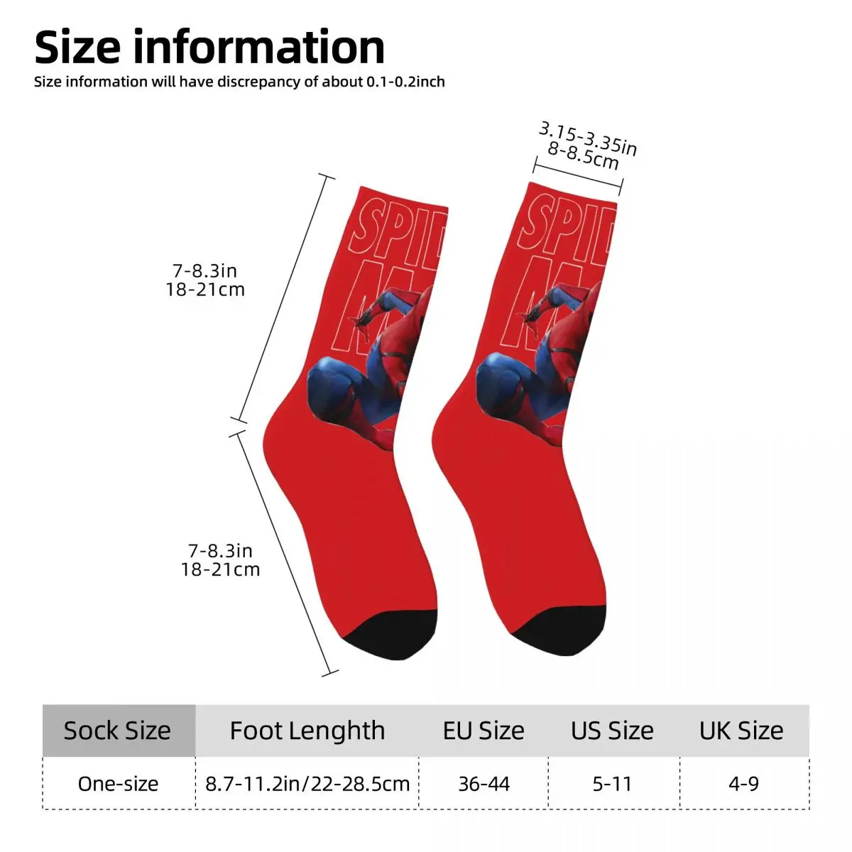 Happy Funny Male Men Socks Harajuku Spiderman Spider-man Anime Sock High Quality Women Socks Spring Summer Autumn Winter