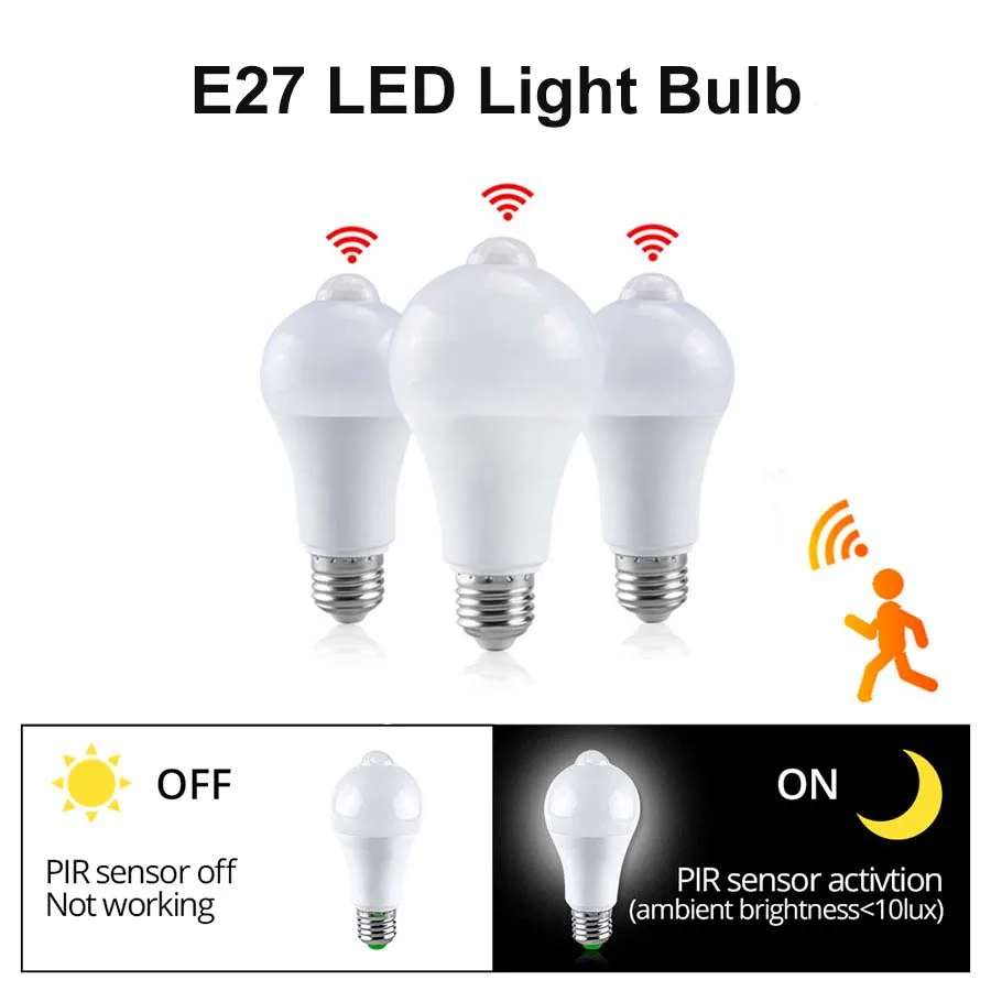 

E27 LED Light Bulbs PIR Motion Sensor Light 85-265V 12W 15W 18W 20W Infrared Sensor Bulb For Living Room Bedroom Corridor Garage