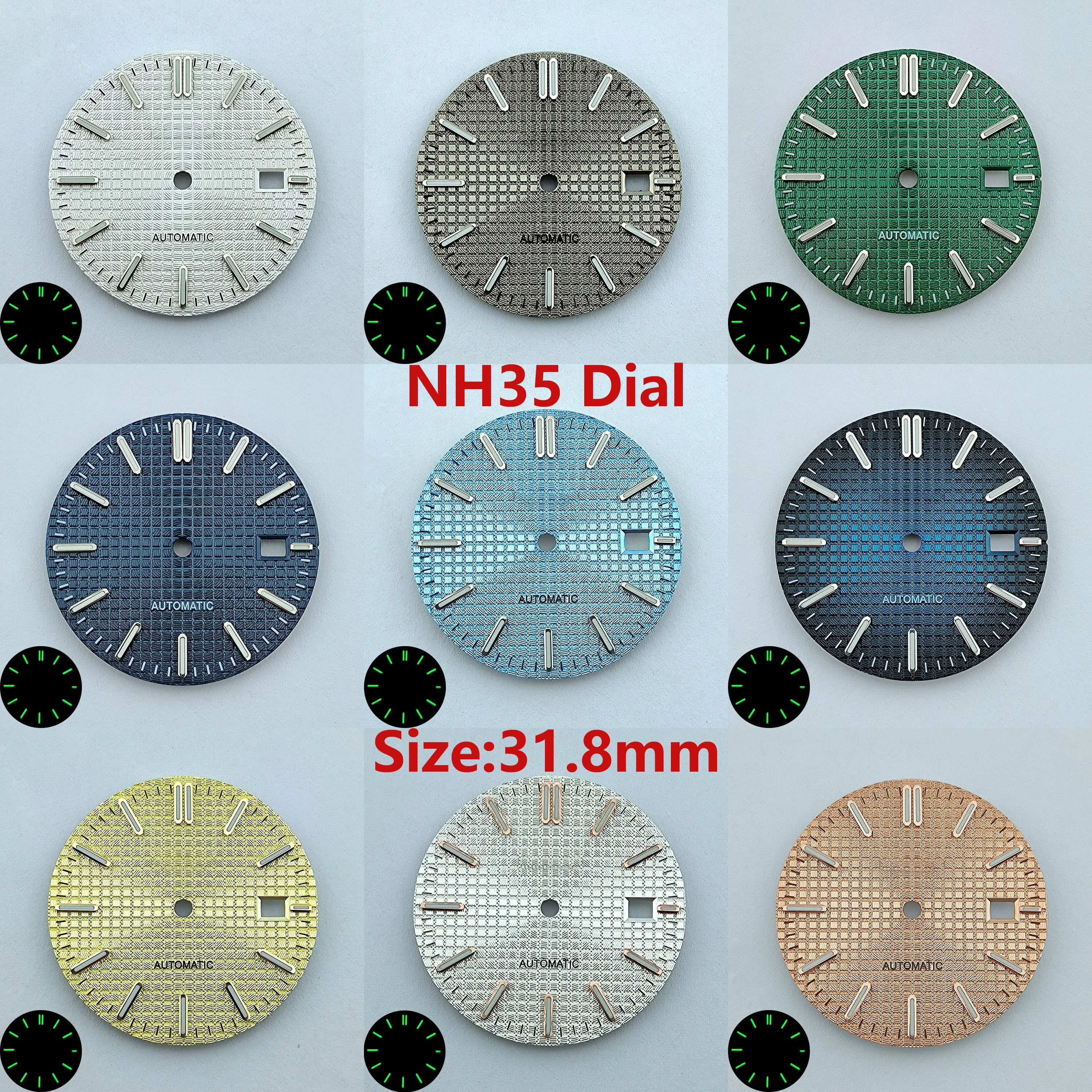 NH35 Dial Pointers Needles 31.8mm Watch Green Luminous for Royal Oak NH35/NH36 Movement Watch Accessories Replace