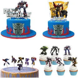 Transformation Cake Topper Birthday Decor Bumblebee Cake Decor Flag Baby Shower Optimus Baking DIY Supplies Kid Boys Favors Gift