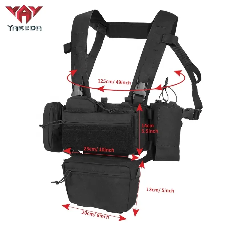 Yakeda-Tactical Modular Peito Rig com arnês e Bolsas, Carga Rolamento Patrol Belt, Caça engrenagem