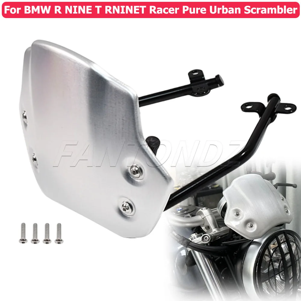 

Motorcycle Windshield Wind Deflector Windscreen For BMW R NINE T NINET R9T R 9 T 2014-2022 Aluminum Silver