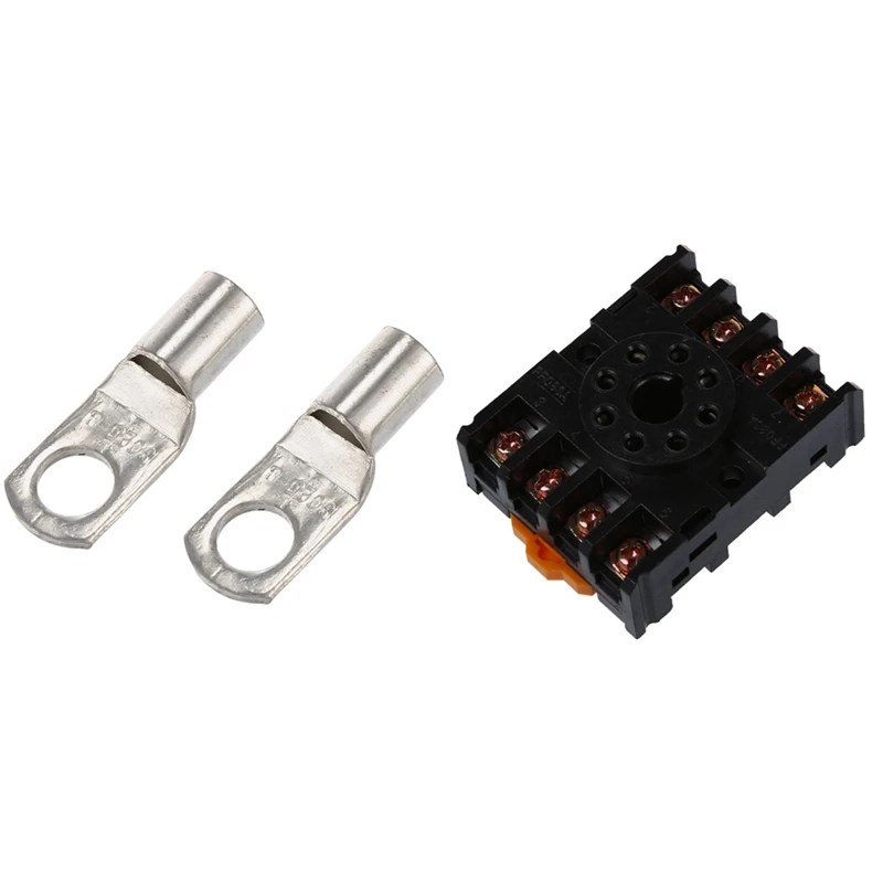 New 8 Round Pin 8-Pin PF083A Relay Base Socket With 10 Copper Tube Lug Battery Starter Cable Welding Crimp Terminal Ring