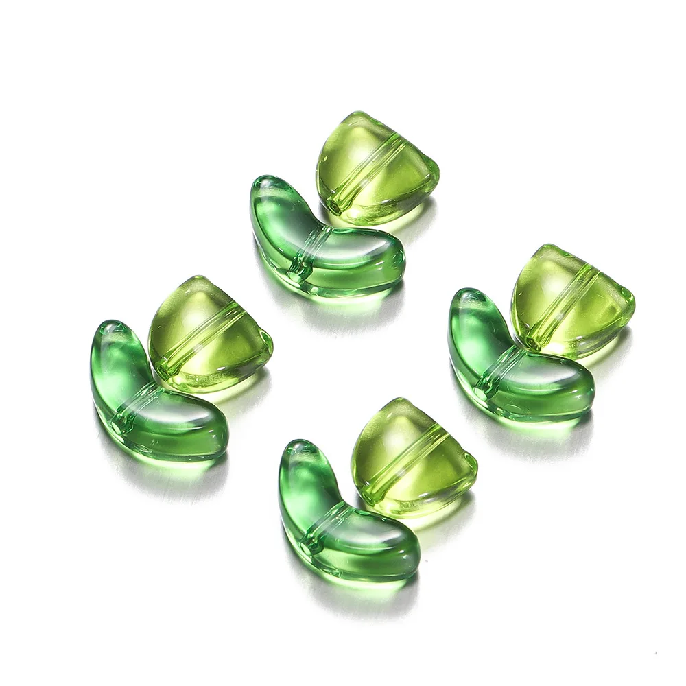 10Set New Creative Versatile Acrylic Tulip Flower Leaf Through Hole Glass Bead DIY Necklace Phone Chain Pendant Bead Accessories