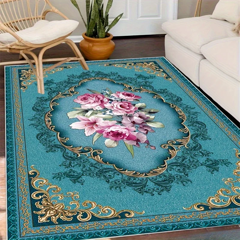 

Multi Colors Exotic Persian Living Room Carpet Ethnic Style Bedroom Bedside Blanket By Mat Non-Slip and Easy To Clean