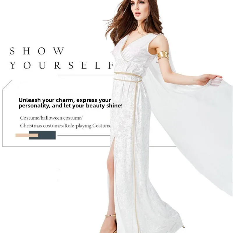 

Elegant Long Dress Ancient Goddess Queen Costume Adult Stage Performance Halloween Outfit Chinese Traditional Clothing Women