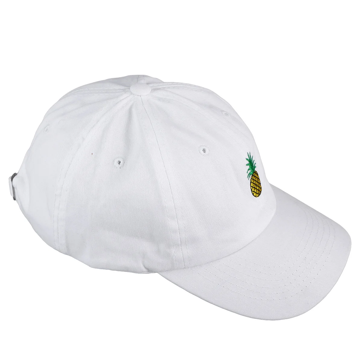 

Unisex White Pineapple Baseball Cap Low Profile Twill Cotton Peaked Hat Uv Protection Outdoor Pineapple Peaked Cap