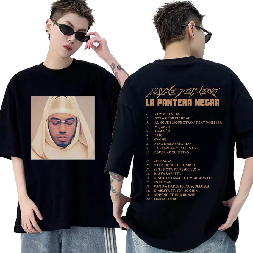 Rapper Myke Towers Merch 2024 Graphic T Shirt Men's Retro High Quality Fashion T-shirts 100% Cotton Oversized T-shirt Streetwear