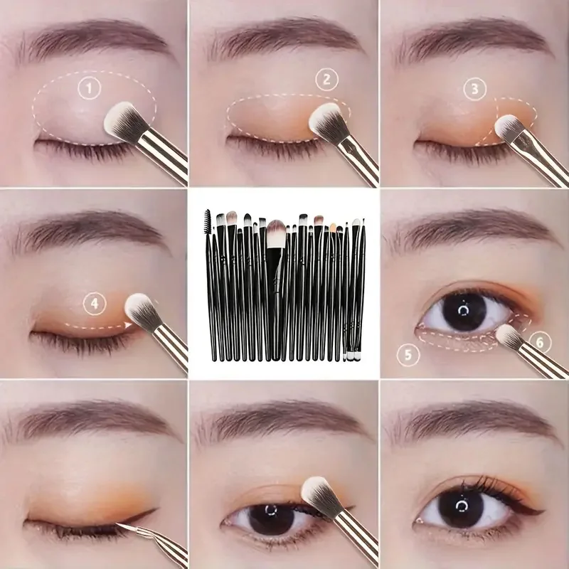 20PCS Makeup Brushes Set Beauty Cosmetics Foundation Blush Powder Eyeshadow Kabuki Blending Brush With Powder Puff Makeup Tools