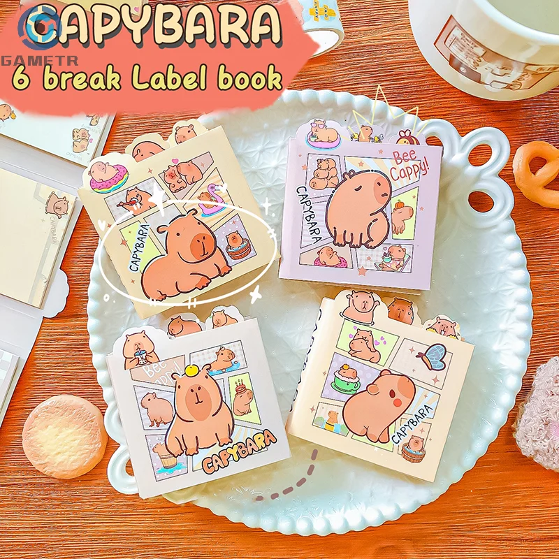 70 lembar Notebook Mini portabel kreatif kertas catatan harian kartun lucu Capybara catatan lengket perlengkapan sekolah alat tulis Kawaii