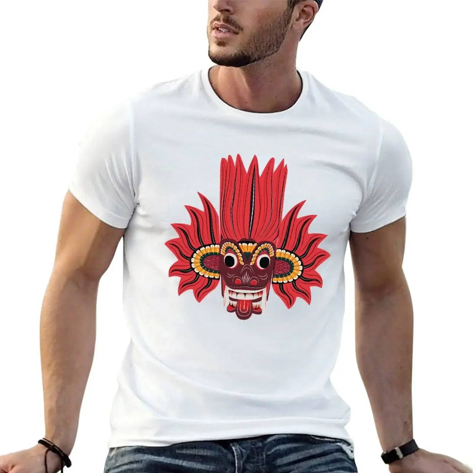 Devil's Mask Sri Lanka T-Shirt boys whites Aesthetic clothing mens t shirt graphic