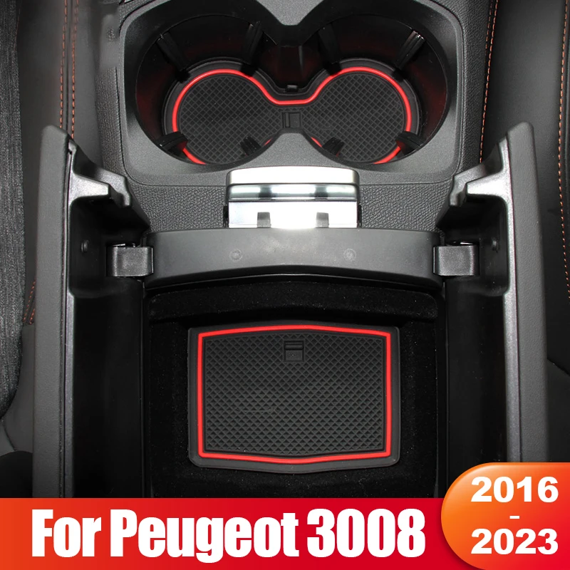 

For Peugeot 3008 5008 GT 2016 2017 2018 2019 2020 2021 2022 2023 Hybrid Anti-Slip Gate Slot Cup Mat Door Pad Accessories