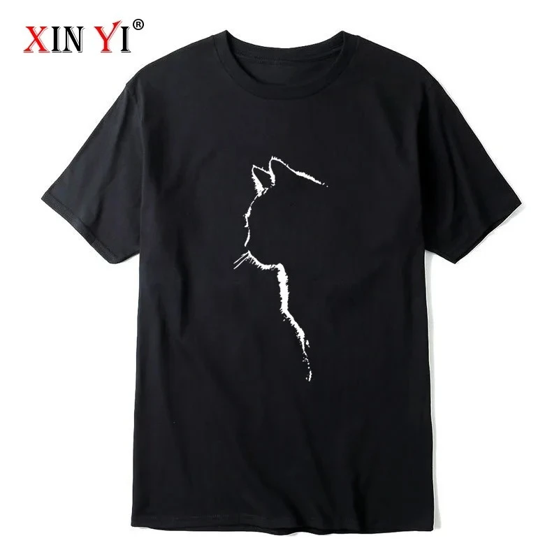 

Men's T-shirt Top Quality N Short Sleeve Cool Cat Print O-neck Casual Loose Hip Hop for Men Summer Male Tee Top