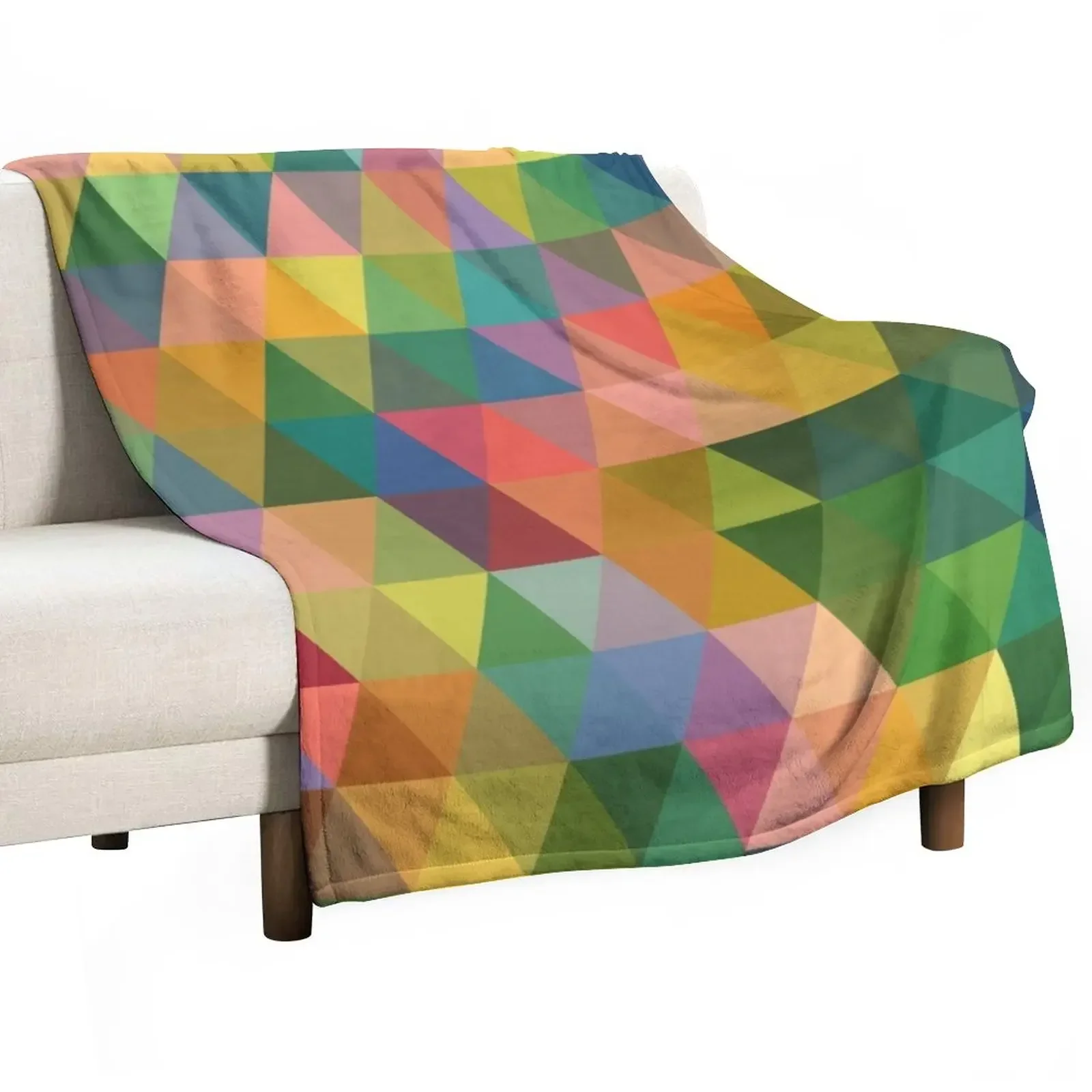 Pastel Rainbow Triangles, Multicolored Geometric Pattern Design Throw Blanket bed plaid Summer Beddings Blankets