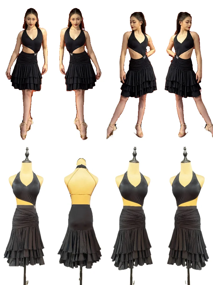 

MZDance Ladies Multi-layer Ruffle Hip-Hugging Latin Dance Dress for Rumba, Cha Cha, Samba, Salsa Practice & Performance
