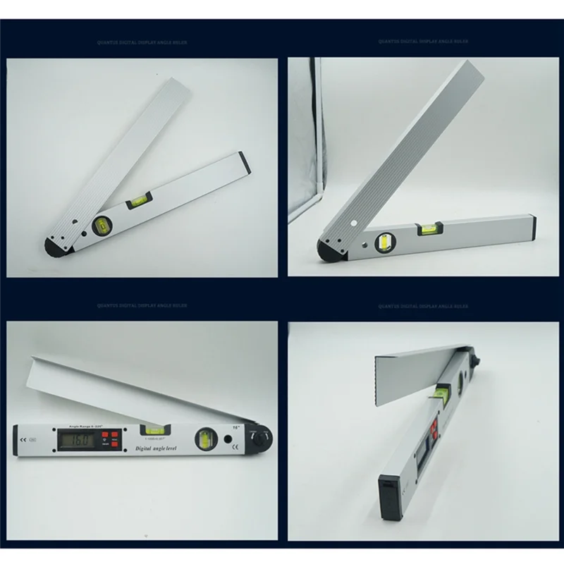 【人気】1個0-225 °   デジタル分度器角度ファインダーゲージメーターシルバーアルミニウム合金水平垂直角度レベルテストルール