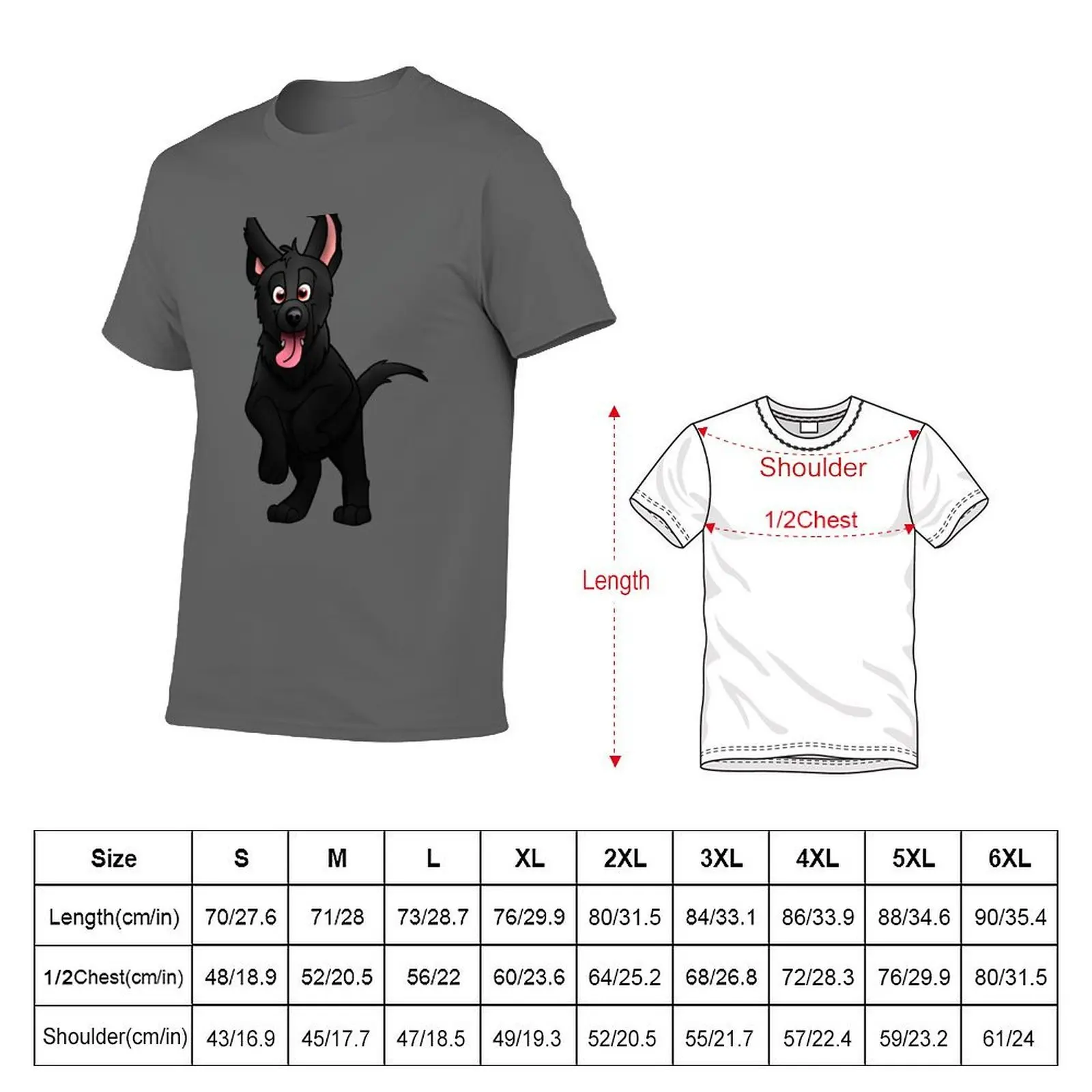 puppy German Playful Shepherd Black T-Shirt Daily Casual Short Sleeve Tee Shirt