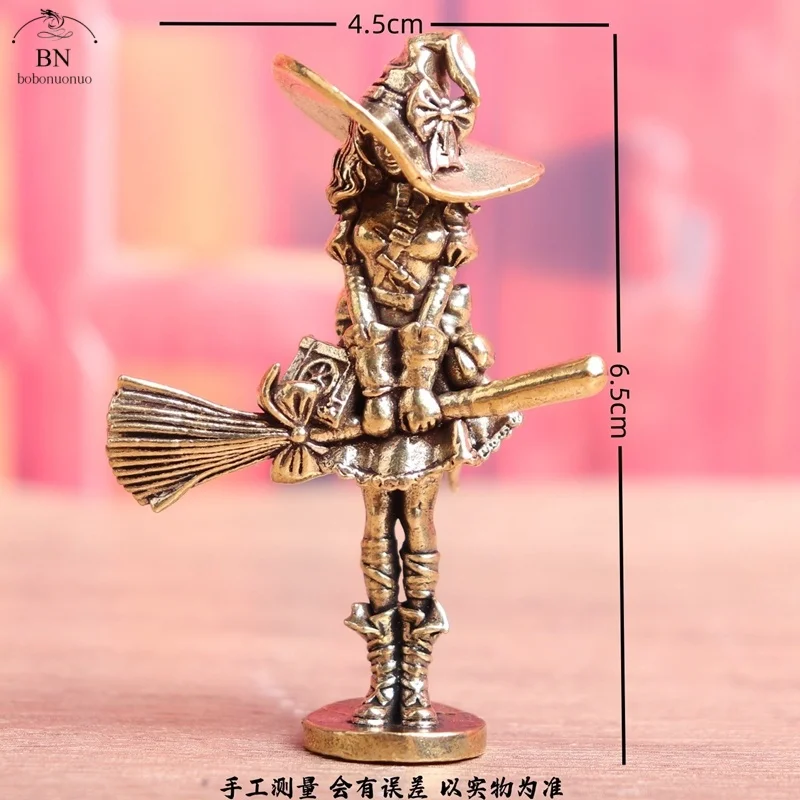 Figure Home Decor Broom Loli Broom Witch Princess Retro Decorative Desktop Artifacts and Ornaments Brass Witch Figurine