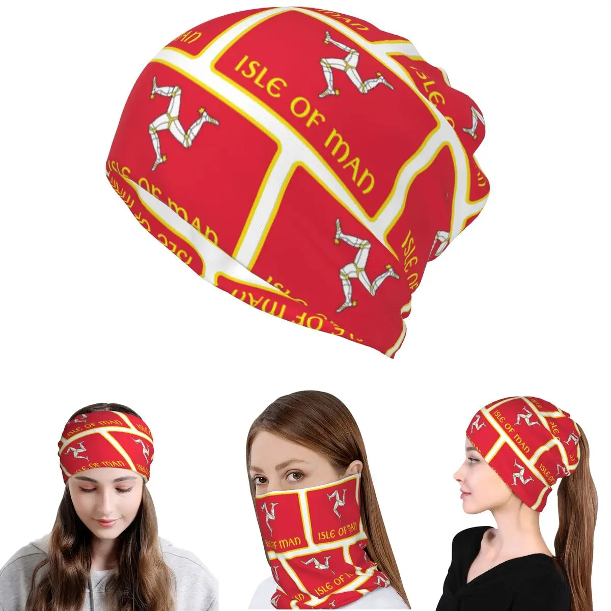 

Isle Of Man Motorcycle Racing Bandana Neck Cover Wrap Scarf Warm Headwear Beanies Hat for Men Women Adult All Season